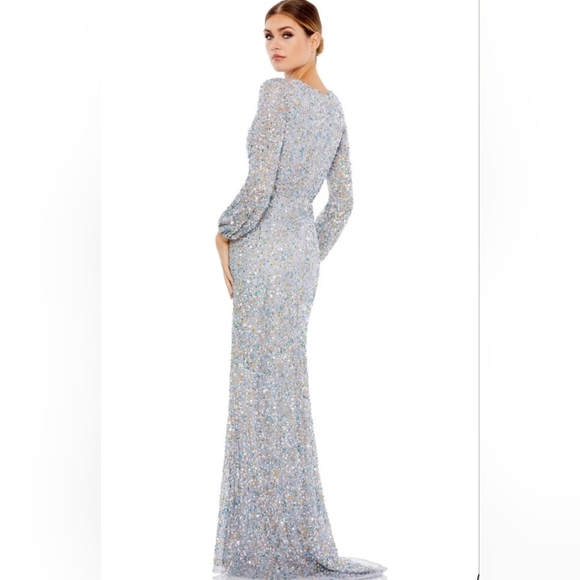 Mac Duggal 5213 Silver Gown. - Picture 3 of 5